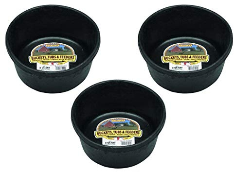 LITTLE GIANT Gummi-Futterpfannen Napf Futterspender mit Kordel, je 2 Quart Kapazität, für Hunde, Kaninchen und Kleintiere, 3 Stück