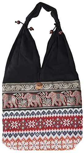 GURU SHOP Sadhu Bag, Ethno Schulterbeutel, Hippie Tasche aus Thailand - Bordeauxrot, Unisex - Erwachsene, Baumwolle, 30x30x10 cm