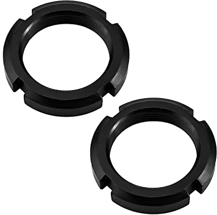 MroMax M35 x 10 mm Rundmuttern, Karbonstahl, 4-Schlitz-Schlitz-Schlüsselmutter für Rollenlager, Pumpenventil, schwarz, 2 Stück