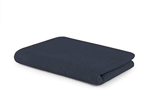 SETEX Waffelpiqué Kuscheldecke, Vielseitige Decke aus 100% Baumwolle, Geeignet als Wohndecke, Tagesdecke, Sommerdecke, Outdoordecke und mehr, 150 x 200 cm, Dunkelblau