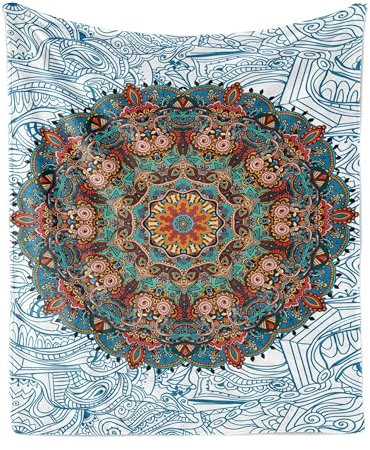 ABAKUHAUS Mandala Weiche Kuscheldecke Sofadecke, Oriental Ornament, Gemütlicher Plüsch für den Innen- und Außenbereich, 175 x 230 cm, Mehrfarbig