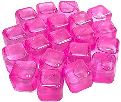 20 Washable Plastic Reusable Ice Cube Bottle Tray Soda Drinks Dry and Freezer (Pink)