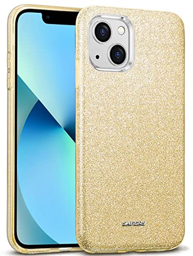 Verco Schutzhülle für iPhone 13 Mini Case, Glitzer Motiv Handyhülle für iPhone 13 Mini Hülle Silikon TPU Cover, Gold