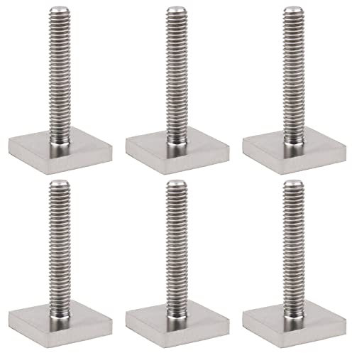 Micro Traders 6PCS T-Track Adapter M6 x 35 mm T-Slot Bolts Stainless Steel 20x20mm Square Head Bolts Car Roof Bar Accessories for Car Roof Rack Roof Box Rail Carrier