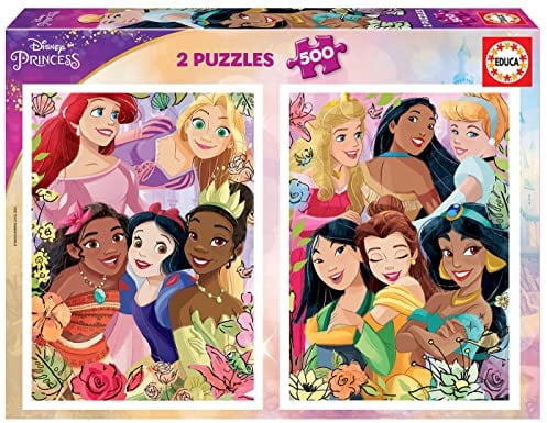 Educa - Puzzle 500 Teile für Erwachsene | Disney Prinzessinnen, 2 x 500 Teile Puzzleset für Erwachsene und Kinder ab 11 Jahren, Princess (19253)