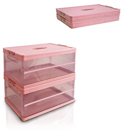 S.I.C Transparente faltbare Aufbewahrungsbox, Stapelbarer Kunststoffbehälter für Kleidung, Spielzeug, Lebensmittel | Unverzichtbare Aufbewahrungsbox für Küche, Schlafzimmer, Kofferraum