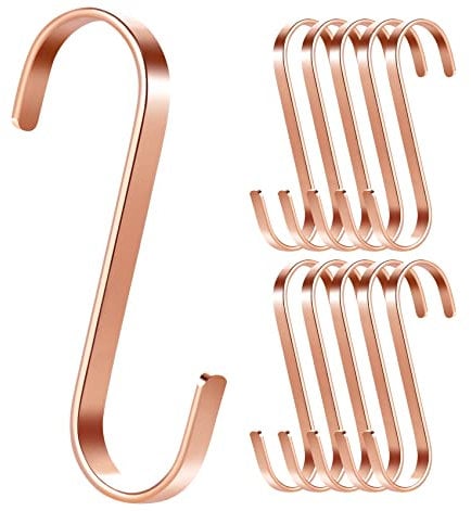 ilauke S Hooks for Hanging, S Shaped Hooks Stainless Steel S Hanging Kitchen Hook Heavy-Duty Hangers for Bedroom and Office (10 Pack)