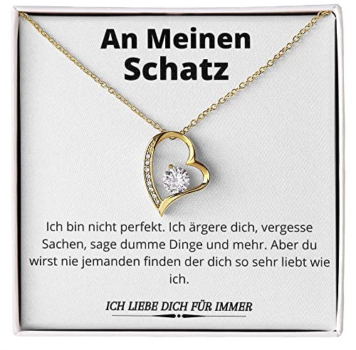 Ahnona An Meinen Schatz Kette, Geburtstagsgeschenke für Frauen,Gelbgold Beschichtet Herzkette für Freundin, Geschenkset frauen, Liebevolle Jahrestag Geschenk für Sie,