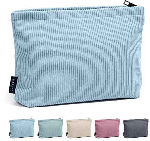 Kosmetiktaschen für Frauen MAANGE Kleine Make up Tasche Cord Schminktasche Reise Schminktasche mit Metall Reißverschluss Kleine Kosmetiktaschen für Reisen (blau)