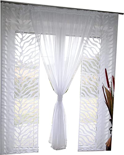 Balkongardine Gardinen Mir Kräuselband NEU Top Design Set Schöne Gardine HG-Amelia Modern (Muster 1)