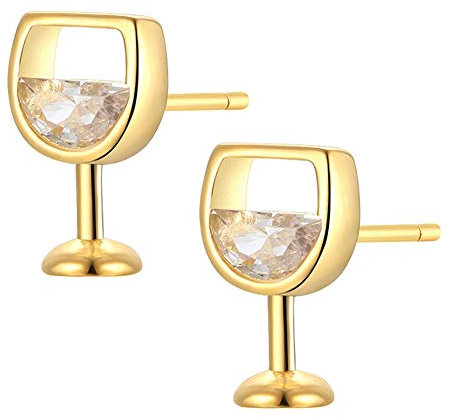 AAOCLO Ohrringe Damenmode einfache Hohle Weinglas Zirkonia Ohrstecker Ohrringe Schmuck- Ohrringe (Color : Gold)