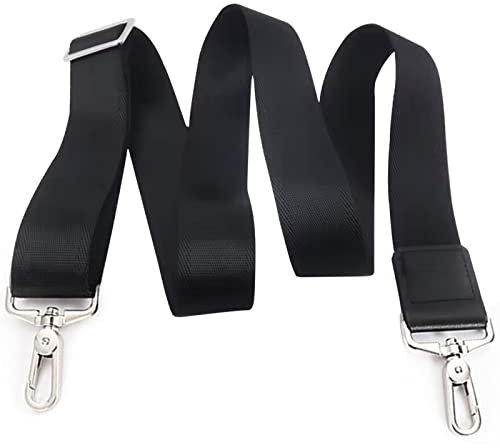 Schultergurt,Taschengurt Breit,Universal Verstellbare Schulterriemen, mit Metall Schwenkhaken für DIY Zubehör für Tasche Drehhaken Schulterriemen Schwarz