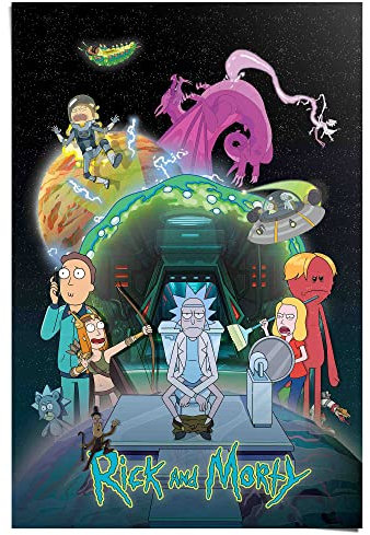 REINDERS Poster, Rick and Morty - toilet adventure, Kinderzimmer, Poster, Wanddeko, Room Decor, 150 gr. glänzend Bilderdruckpapier, Mehrfarbig, 91,5x61cm