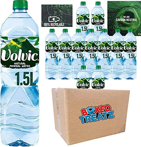Volvic Natural Mineral Water 12x1.5L Mineral Water Still Water Natural Water 12 Bottles Still Mineral Water Boxed Treatz
