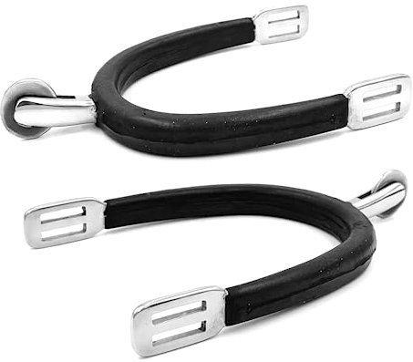 Reitsporen Reiten Sporen hochwertiger Edelstahl Sonnenradsporen Kugelsporen Ballsporen Schwanenhalssporen Hammersporen Knopfsporen Riffelsporen Stecksporen (Damen 30, Radsporen kleines Rad - Gummi)