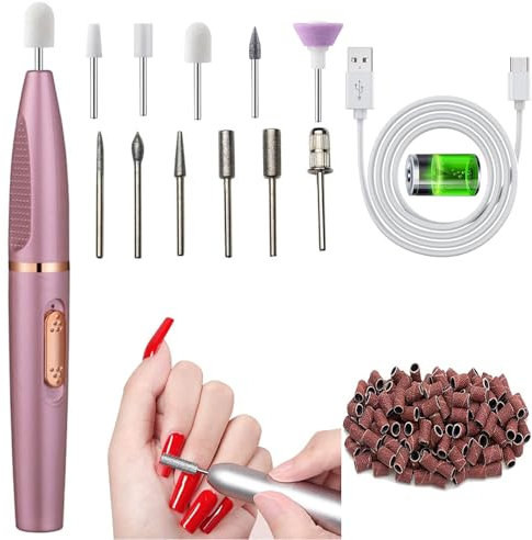 ponceuse pour ongles, 11 en 1 Lime a Ongle Electrique, Ponceuse pour Ongles Professionnelle, Rechargeable Ponceuse pour Ongles pour Polissage,Manucure et Pedicure (rose)