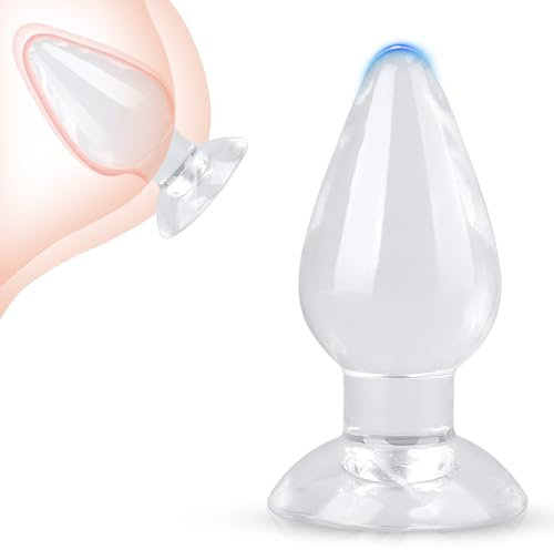 BDSMAGE 3 Tailles de Plugs Anaux Gros plug anal Transparents avec Ventouse De Base Puissante, Plug Anal Lavable Masseur Prostate Jouets Sexuels pour Hommes et Femmes (L)