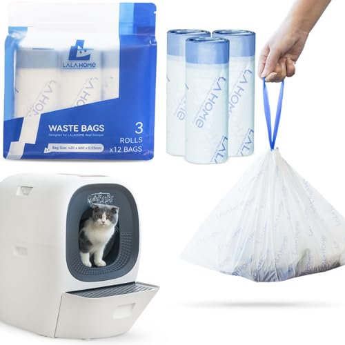 Selbstreinigende Katzentoiletten-Einlagen, automatische Katzentoilette, Nachfüllbeutel, kompatibel mit RealScooper, 36 Stück Kordelzug, ersetzt Müllbeutel für automatische Katzentoilette
