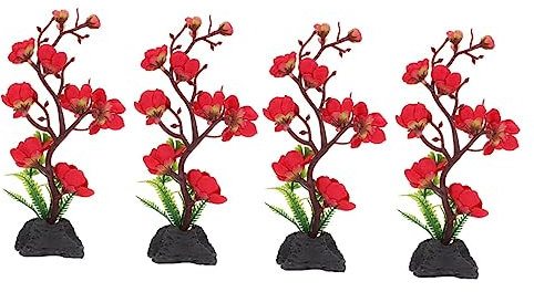 Abaodam 4 Stück Japanische Vorspeisen Japanische Strohdekoration Kleine Sushi- Blumensträuße Dekorblumen Esstisch Asiatische Dekorationen Grün Künstliche Pflaume Bossom Plastik