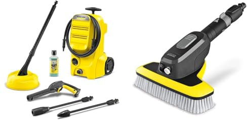 Bundle of Kärcher K 3 Classic Home Pressure Washer + Kärcher WB 7 Plus 3-in-1 Corded Electric Wash Brush, 3 Functions: Foam Jet, High-Pressure Flat Spray Nozzle, Soft Brush