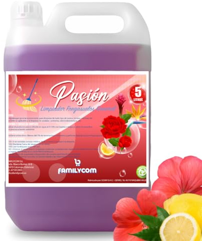 FAMILYCOM Bodenreiniger-Konzentrat - langanhaltender Duft Lottoblüte - Reinigung, Glanz und Hygiene - pH-neutraler Bodenreiniger für alle Arten von Böden, empfindliche Oberflächen - 5 Liter