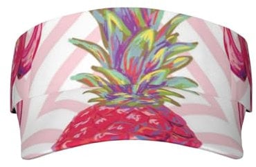 Apbdffjnf Happy Penguin Sonnenblende – Golfvisier für Damen und Herren, verstellbares Visier, Pferdeschwanz, Baseballkappe, Tennis, Laufen, Visiere, Pink Flamingo Ananas, One size