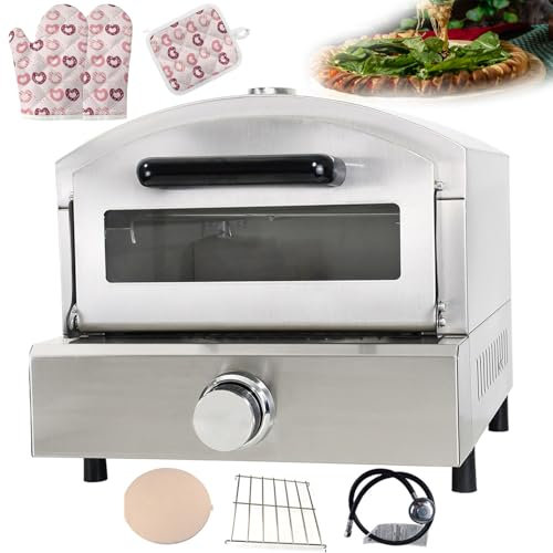 forplubossmmp Forno per Pizza Commerciale da 14 | Pizzaiolo Elettrico con Doppio Piano | Forno per Tostapane da Esterno in Acciaio Inossidabile | Controllo della Temperatura | Porta di Scarico