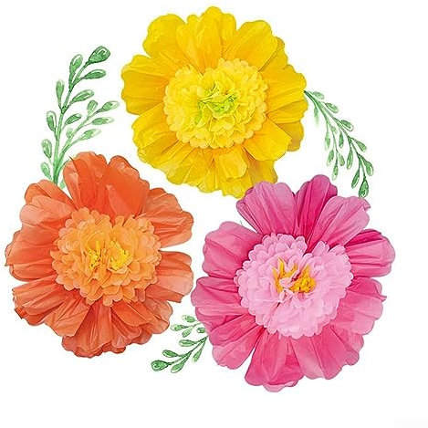 GeRRiT Papierblumen-Dekor, 3 Stück, 60 cm, riesige Papierblumen, dreidimensionale Papierblumen, Seidenpapierblumen, Papier-Wanddekoration