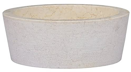 JUDYY Waschbecken Creme Ø40x15 cm Marmor, Aufsatzwaschbecken, Bathroom Sink, Waschtisch, Aufsatzbecken, Ablaufgarnitur - 149177