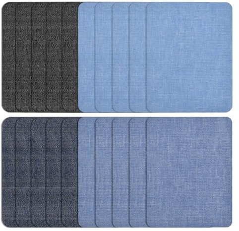 Ehuihuan 20 Stück bügelflicken, jeans flicken zum aufbügeln innen, patches zum aufbügeln DIY-schneidbar, geeignet für Kleidung, Jacken