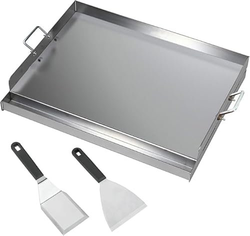 Fineunan, piastra per barbecue in acciaio inox, 40 x 30 x 8 cm, universale, adatta per barbecue a gas Weber e barbecue a carbonella, piastra con spatola per barbecue