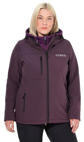 Ulla Popken Damen große Größen Übergrößen Plus Size HYPRAR Softshelljacke, wasserabweisend, Stretch, Reflektor dunkle Brombeere 46+ 834656846-46+