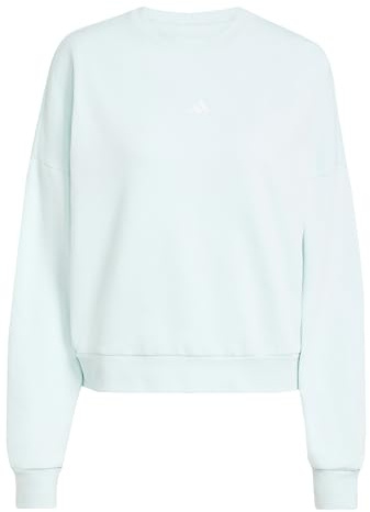 adidas Women's ESSENTIALS SMALL LOGO FEEL COZY RELAXED FIT SWEATSHIRT, halo mint/white, S