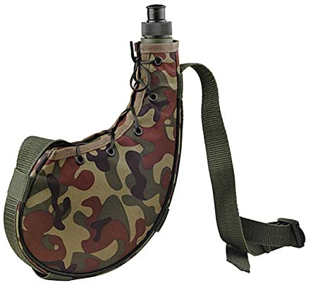 Borraccia militare da campeggio fiaschetta per caccia trekking verde mimetico 28 x 13 x 4,8 cm