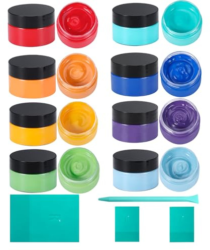 8PCS Chalk Paste Kit with 3 Chalk Paste Squeegees, 8 Colors Screen Printing Ink for Stencils, Reusable Self-Adhesive Silk Screen Stencil Paint Starter Kit for Craft DIY, Home Decor & Chalkboard