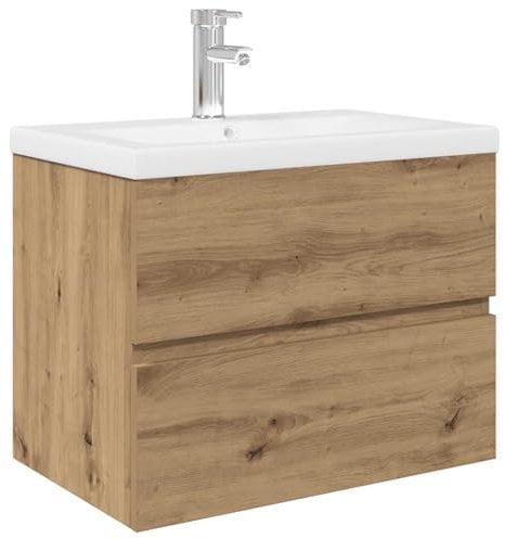 vidaXL Meuble lavabo avec Bassin et Robinet intégrés chêne Artisanal, Armoire lavabo de Salle de Bain, Meuble de Salle de Bain, Meuble de Rangement sous lavabo