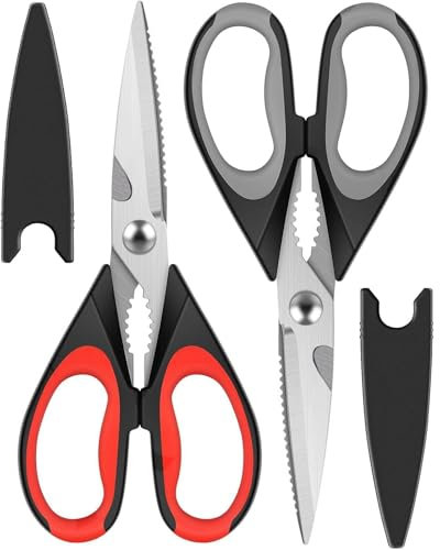 Heavy Duty Kitchen Scissors, 2Pack Sharp Kitchen Shears Multipurpose Utility Stainless Steel Scissor Cooking Shears for Chicken Poultry Fish Meat Vegetables Herbs Flowers BBQ