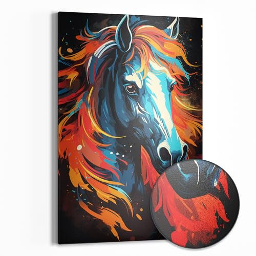 DEQOART Metall Magnettafel | 60x90 cm cm groß | Motiv Feuriges Pferd | Whiteboard für alle Magnete | Magnetboard Wand-Tafel für Küche & Büro | Design Magnetwand Pinnwand magnetisch