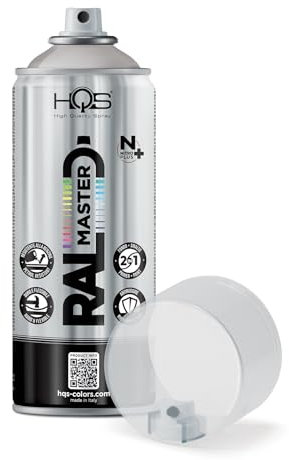HQS RAL MASTER Bombe de peinture en aérosol 400 ml Nitro Couleurs Ral (6, Ral 9007 Aluminium gris brillant)
