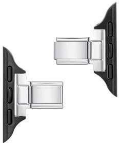 Italian Charm Bracelet Apple Watch Band Connectors Compatible for Apple Watch Strap Adapter Replacement Link Attachment for iWatch - SE,Series 4,5,6,7,8,9,10,Ultra Cases(44/45/46/49mm),Black