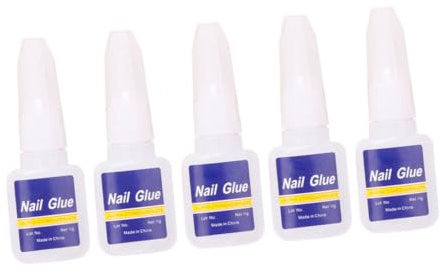 OSOLADY 5pièces Colle Pour Ongle à Appliquer Au Pinceau Colle à Manucure Nail Art Lot De Pour Ongles Cassés Pointes Et Accessoires