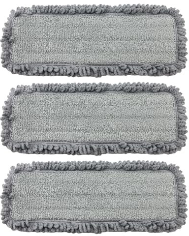 Microfibre Mop Pads - 3 Grey Fluffy Micro Fibre Replacement Heads Compatible with Spray & Handy Mops - Ideal for Hardwood, Tile and Laminate Floors
