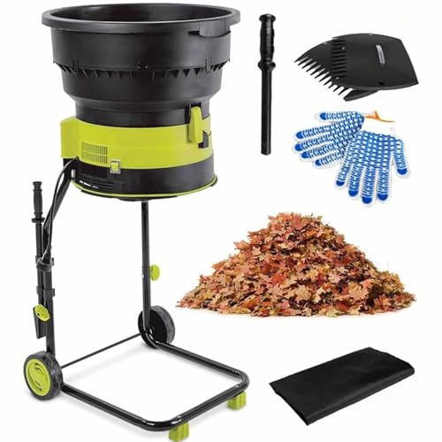 PixCy Elektrischer Laubhäcksler,15 Amp 8000 U/Min Komposthäcksler Für EIN Untersetzungsverhältnis Von 17:1,Mulch Mit Bis Zu 55 Gallonen Pro Minute,Gartenabfallzerkleinerer noPowercord