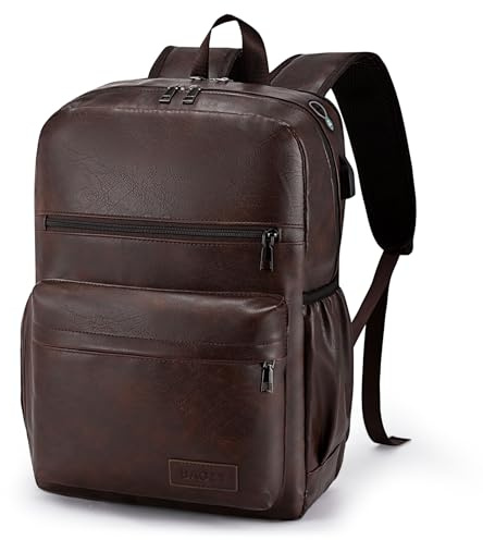 BAGZY Zaino Uomo Pelle Zaini da Viaggio Aereo Bagaglio a Mano 40x30x15 British Airways Air France Impermeabile 20L Zaino Porta PC 15.6 Pollici con Porta USB per Ufficio Moto Lavoro Università Donna