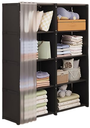 Ylnailky Tragbarer Kleiderschrank, staubdichter Kleiderschrank-Organizer, Schlafzimmer-Aufbewahrungsregal mit Vlies-Abdeckung, Kleiderständer für Schlafzimmer, Wohnung, Schlafsaal, einfach zu