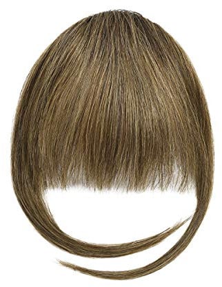 Luxiremi Clip in Fringe Pony Echthaar 100% Remy Normal Bangs Extensions mit Schläfen Hellbraun Clip Pony Haarteile für Damen Frauen