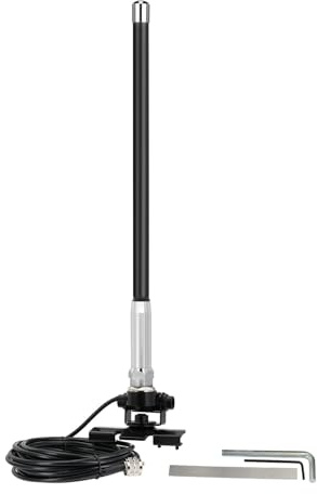 Bingfu Antenne VHF UHF Radio Mobile 2.5/3.5 dBi 35 cm PL259 Fibre de Verre | Bibande 136-174/400-460 MHz, Montage sur Bordière, Câble RG58 5 m, pour Véhicule Camion Maritime Radio Amateur, VHF Marine