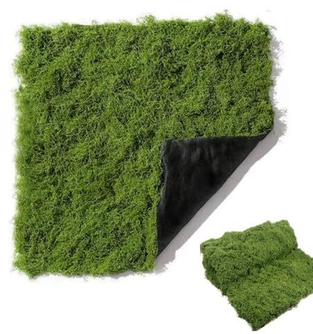 OUGPIU Kunst Moos 1m x 1m Moosmatten zur Dekoration,Waschbar Fake Dekomoos,Kunstrasen Miniaturgarten Flachmoos für Blumentöpfe,Basteln,Dekorieren,Modellbau,Landschaftsgestaltung und mehr (Dunkelgrün)