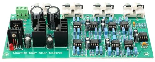 Lawnoval Elektronische 3-Wege-Frequenzweiche mit einstellbaren Crossover-Punkten, Linkwitz-Riley Netzwerk 6-K-Ausgang für DIY-Audio-Verstärkersysteme, Schwarz
