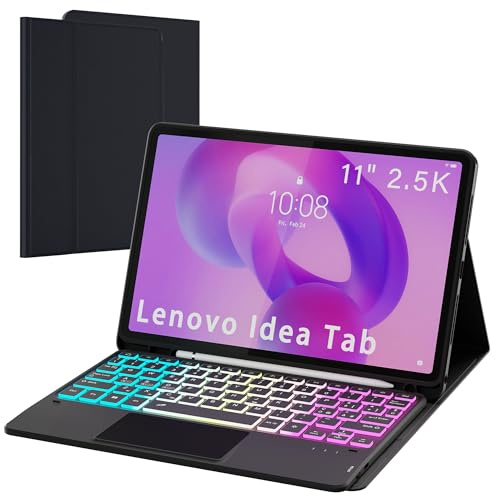 Custodia con Tastiera per Lenovo Idea Tab 11 pollici 2025/Lenovo M11 2024 | retroilluminata a 7 colori, trackpad multi-touch, Layout italiano QWERTY, rimovibile, portastilo, Protezione in TPU, studente